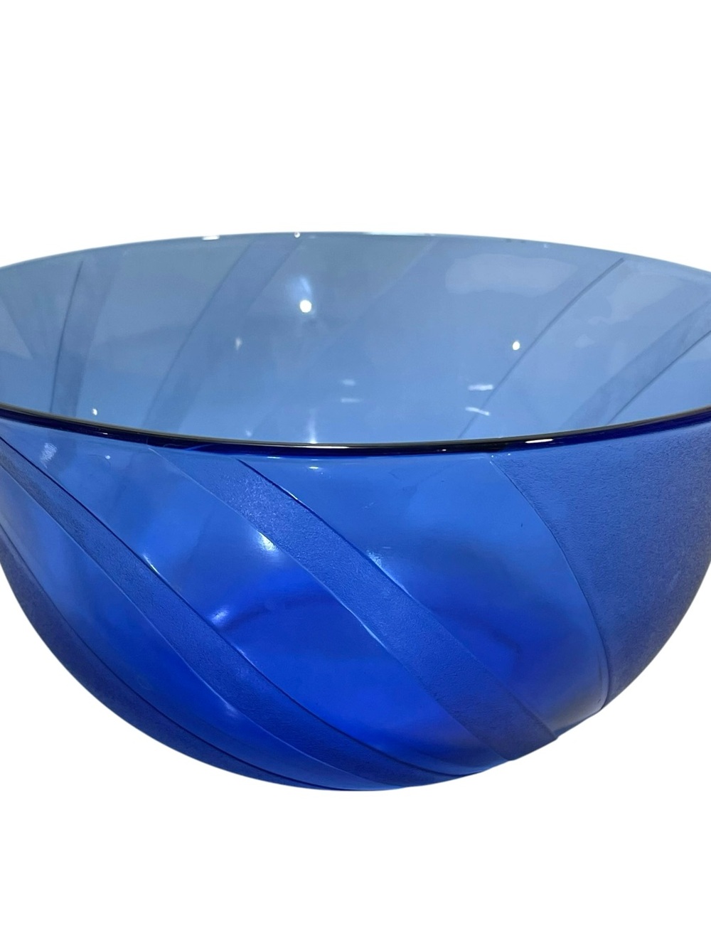Vintage 1980s Nadir Figueiredo Brazil Glass Cobalt Blue Serving Round Bowl